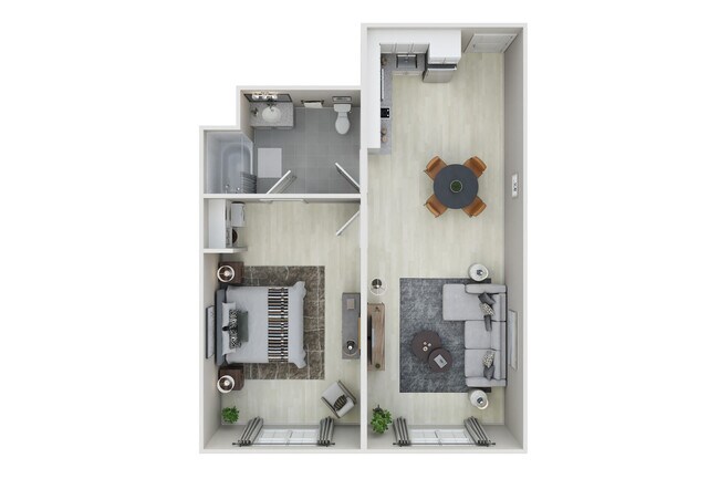 1 Bedroom B 4012 floor plan
